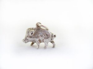 Wildschweinanhänger aus Silber für Kette oder Charivari